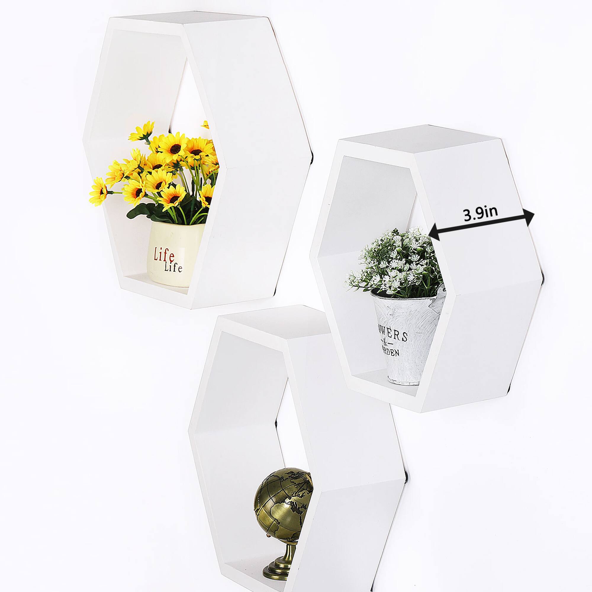 NEX™ Wall-Mounted Hexagon Floating Shelves Set